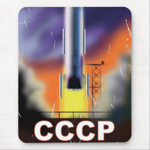Sowjetunion Retro Weltraumraketen Poster Mousepad