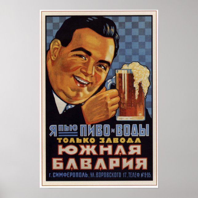 Sowjetunion Südbayern Bierwerbung 1928 Poster (Vorne)