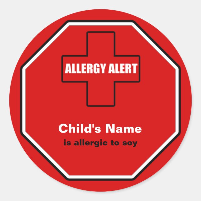 Soy Allergy Medical Alert Custom ml Aufkleber (Vorderseite)