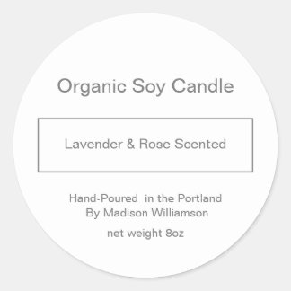 Soy Candle | Einfache Graue und weiße Maßstäbe Runder Aufkleber