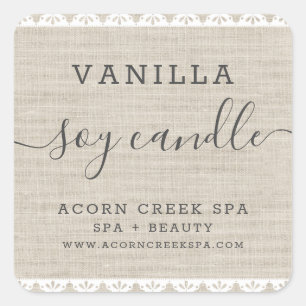 Soy Candle Étiquette   Dentelle Rustique Burlap