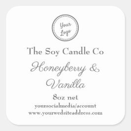 Soy Candle Personalisiert Logo hinzufügen Quadratischer Aufkleber