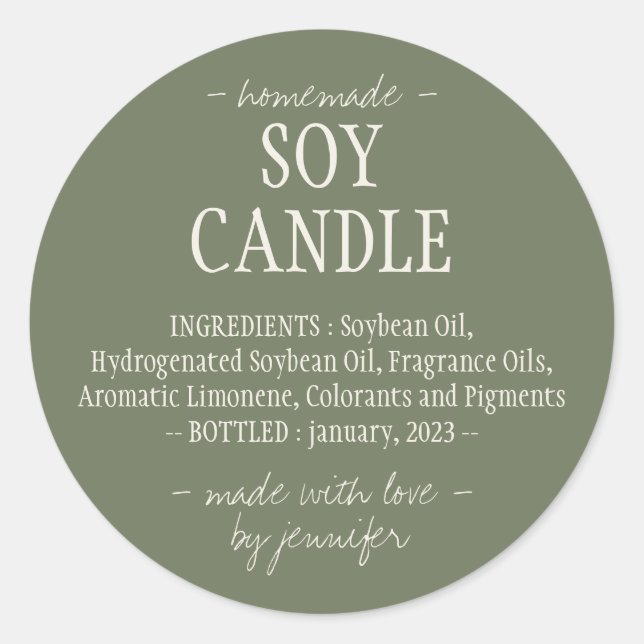 Soy Candle Runder Aufkleber (Vorderseite)