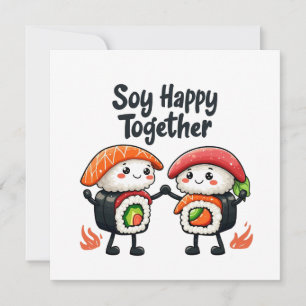 Soy glücklich zusammen Sushi Kawaii japanisches Es Einladung