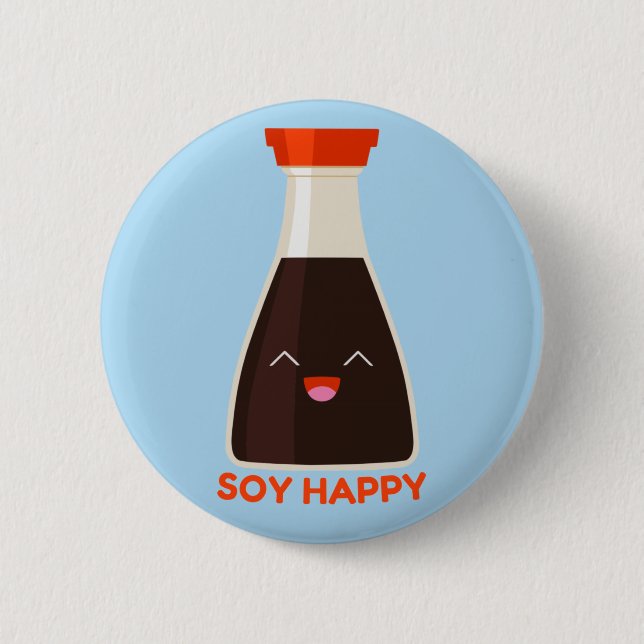 Soy Happy Niedlich Soy Sauce Feinschmecker Button (Vorderseite)