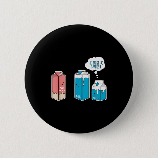 Soy Milk He Must Be Spanish Funny Pun Vegan Gift  Button (Vorderseite)