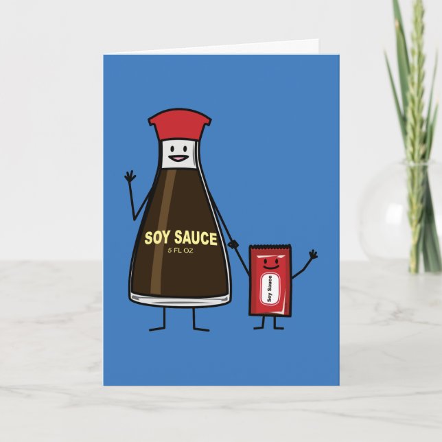 Soy Sauce Flasche Packet Kinderzubereitung asiatis Dankeskarte (Vorderseite)