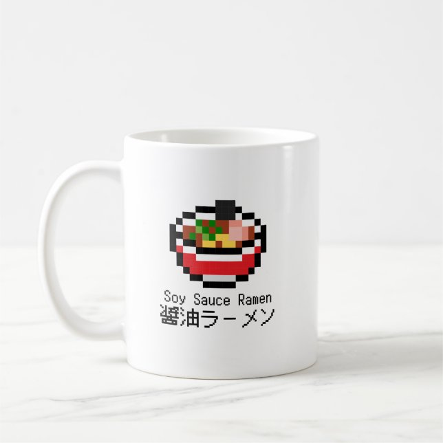 Soy Sauce Ramen Retro Pixel Art Kaffeetasse (Links)
