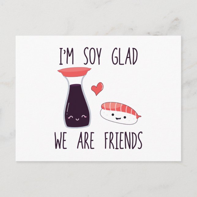 Soy Sushi Friends | Japanische Lebensmittelgeschen Postkarte (Vorderseite)
