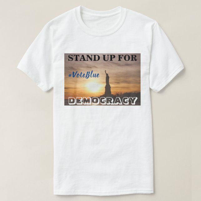 SOYEZ DÉMOCRATIE #VoteBlue T-Shirt (Design devant)