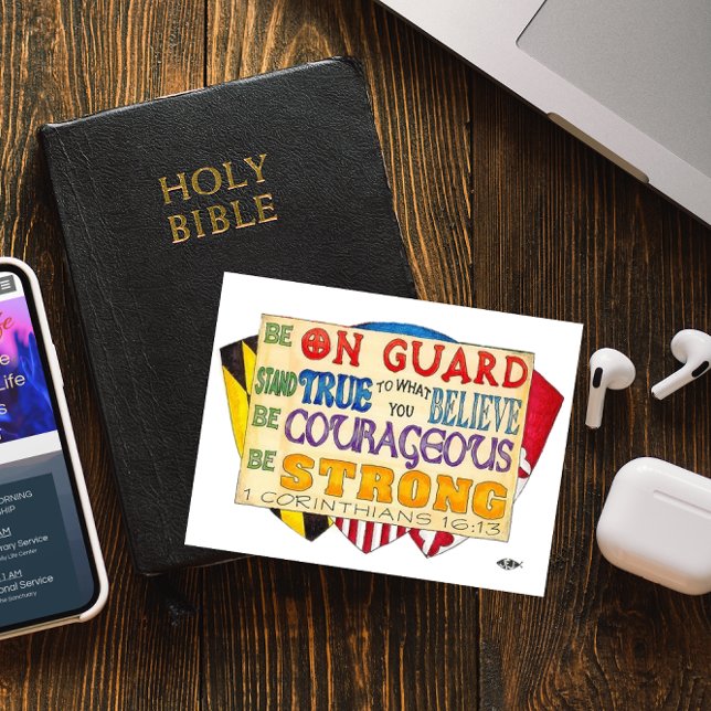 Soyez fort Bouclier Inspiration Carte Postale (Créateur téléchargé)