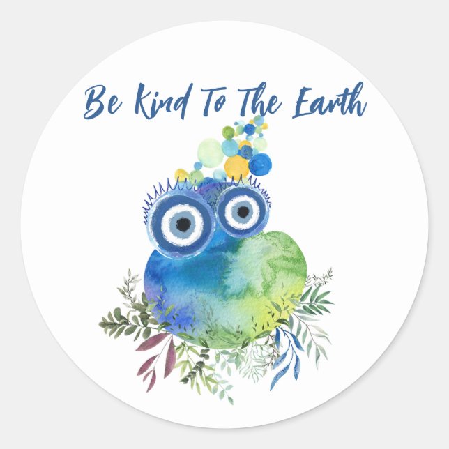 Soyez Gentil Au Sticker Arrondi Classic Earth (Devant)