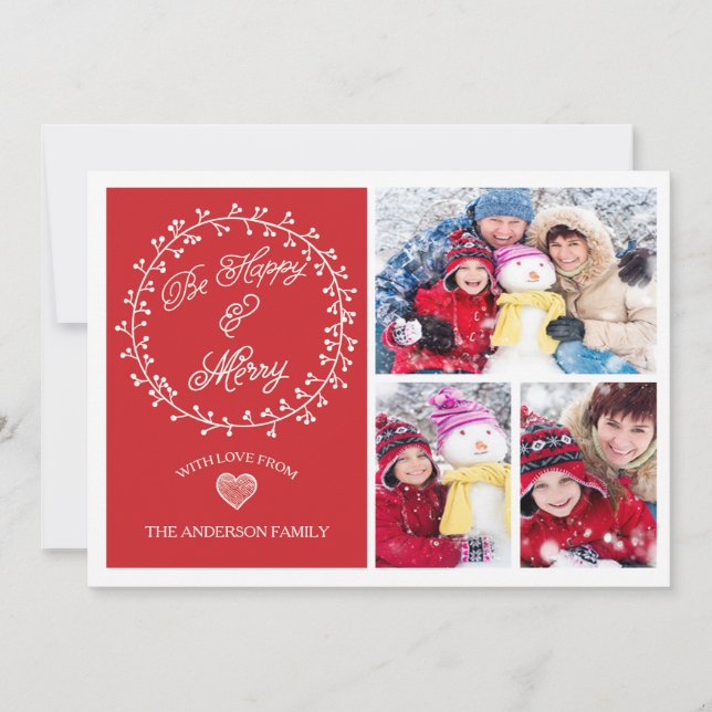 Soyez heureux et joyeux Carte photo de Noël (Devant)