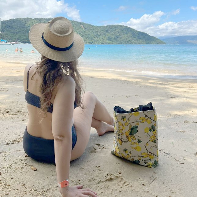 Soyez ici maintenant sac fourre-tout jaune vif (Créateur téléchargé)