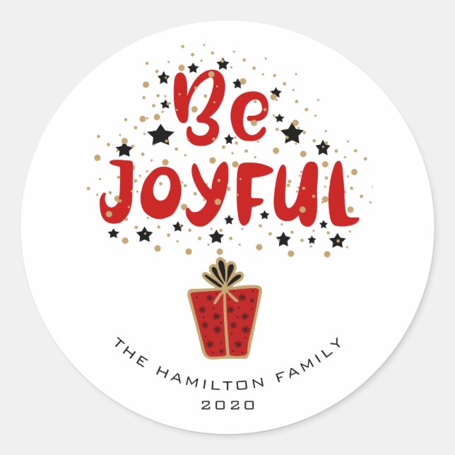 Soyez Joyful Red boîte cadeau Sticker (Devant)