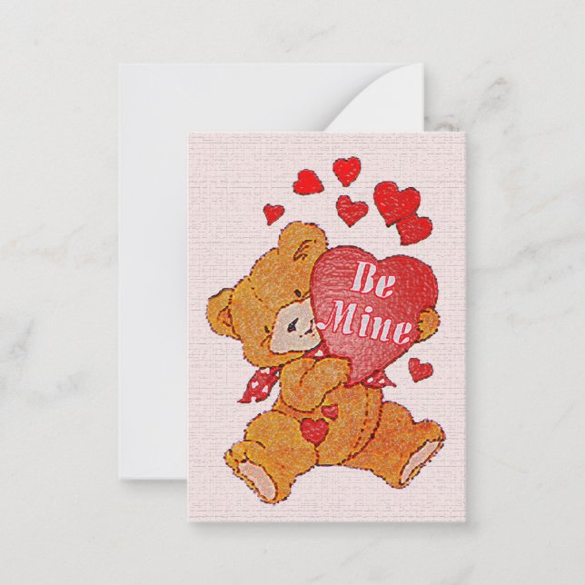 Soyez le mien Teddy Bear Valentine Mini cartes enf (Devant)