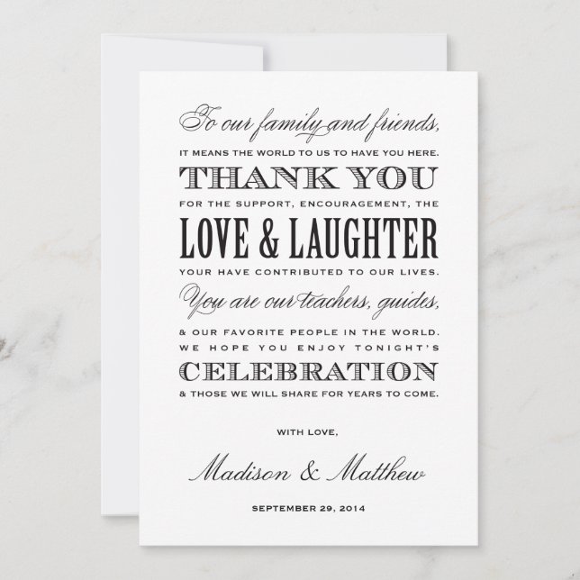 Soyez les cartes mariées de Merci de réception de (Devant)