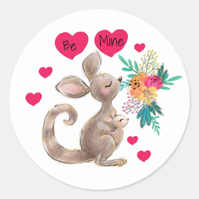 Soyez mien, maman et bébé Sticker Kangaroo (Devant)