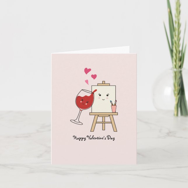 Soyez Mine Valentines Cartes Vin Et Peinture Carte (Devant)