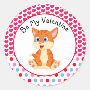 Soyez Mon Autocollant Valentine Striped Kitten