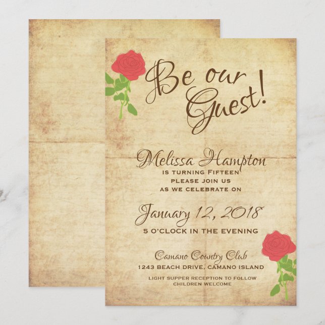Soyez Notre Invité Fairytale Invitation Anniversai (Devant / Derrière)