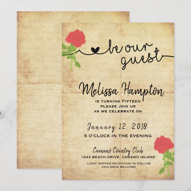 Soyez Notre Invité Fairytale Invitation Anniversai (Devant / Derrière)