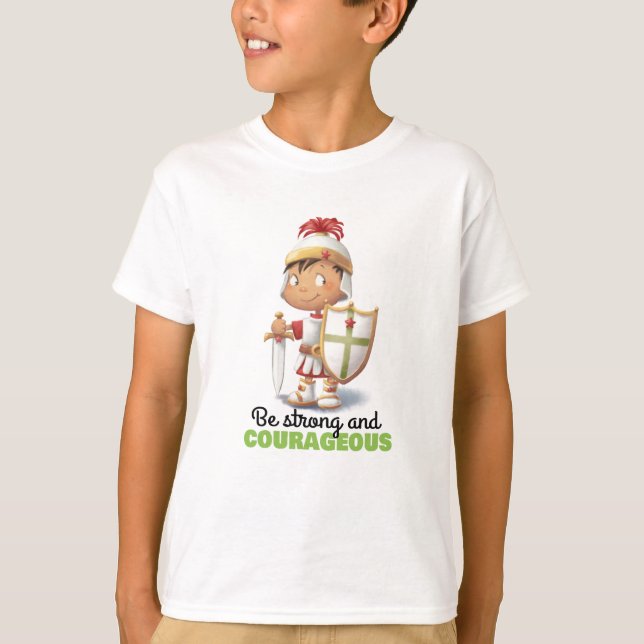 Soyez T-shirt fort et courageux de vers de bible (Devant)