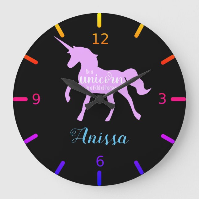 Soyez une horloge murale Carré Unicorne (Recto)