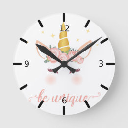 "Soyez Unique" Unicorn Horloge ronde