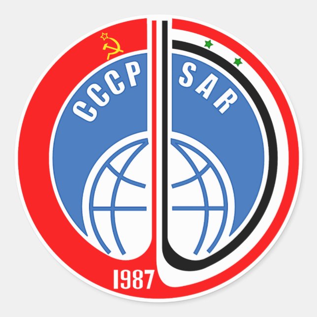 Soyuz TM-3 Mission Logo Runder Aufkleber (Vorderseite)