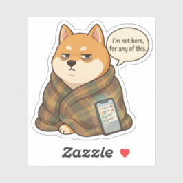 Sozial erschöpfter Shiba Inu Introvertierter Stimm Aufkleber