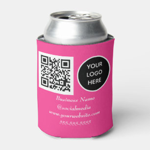 Sozial Media QR-Code Hot Pink Firmenlogo Dosenkühler