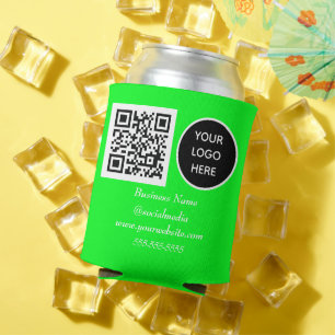 Sozial-Media-QR-Code-Neon-Grünes-Geschäftslogo Dosenkühler