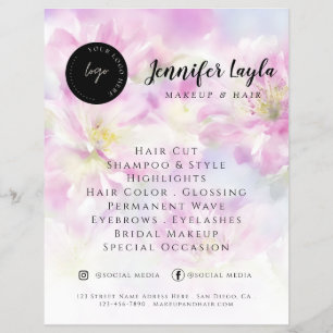 Sozial-Media-QR-Code Rosa Wasserfarbe Floral Flyer