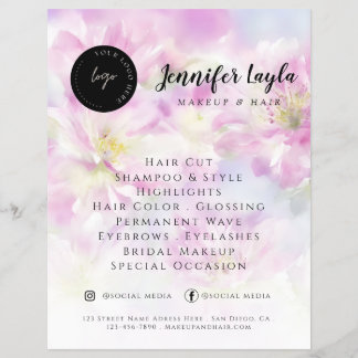Sozial-Media-QR-Code Rosa Wasserfarbe Floral Flyer
