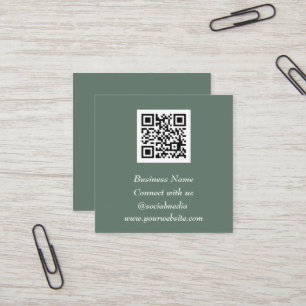 Sozial Media QR-Code scannbar Salbeigrün Quadratische Visitenkarte