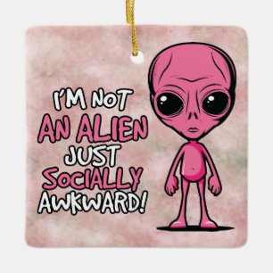 Sozial unbeholfener Alien-Cartoon Keramikornament