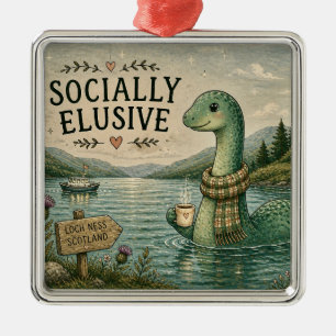 Sozial zurückhaltende Nessie gemütliche Kryptid Lo Ornament Aus Metall
