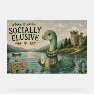 Sozial zurückhaltende Nessie gemütliches Kryptid L Acrylschild