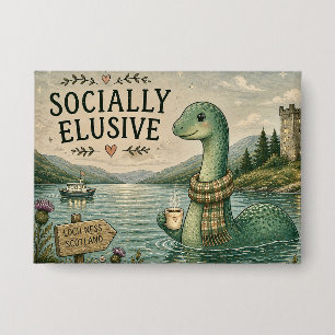 Sozial zurückhaltende Nessie gemütliches Kryptid L Button