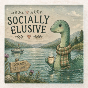 Sozial zurückhaltende Nessie gemütliches Kryptid L Glasuntersetzer