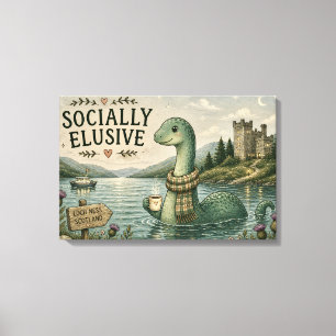 Sozial zurückhaltende Nessie gemütliches Kryptid L Leinwanddruck