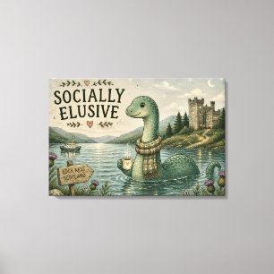 Sozial zurückhaltende Nessie gemütliches Kryptid L Leinwanddruck