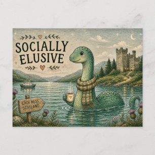 Sozial zurückhaltende Nessie gemütliches Kryptid L Postkarte