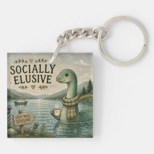 Sozial zurückhaltende Nessie gemütliches Kryptid L Schlüsselanhänger