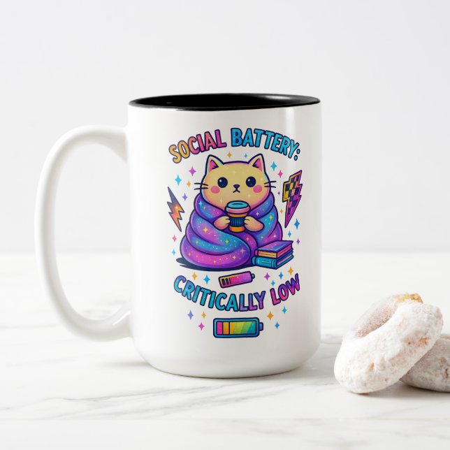 Sozialakku kritisch... zweifarbige tasse (Mit Donut)