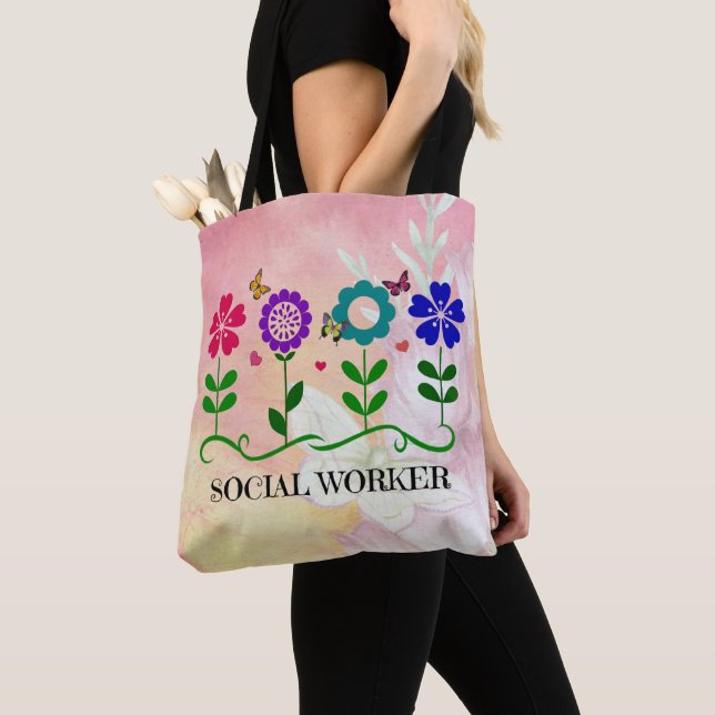 Sozialarbeiter, Design der grafischen Blume Tasche (Von Nahem)