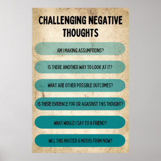 Sozialarbeiter, die negative Gedanken infrage stel Poster