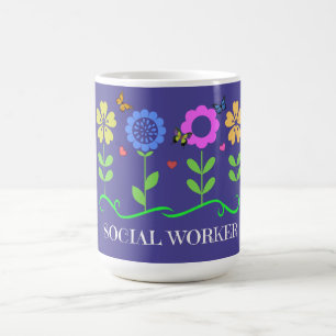 "Sozialarbeiter," Grafik Frühlingsblumen Kaffeetasse