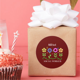 Sozialarbeiter, grafische Blume, TEMPLATE, Runder Aufkleber